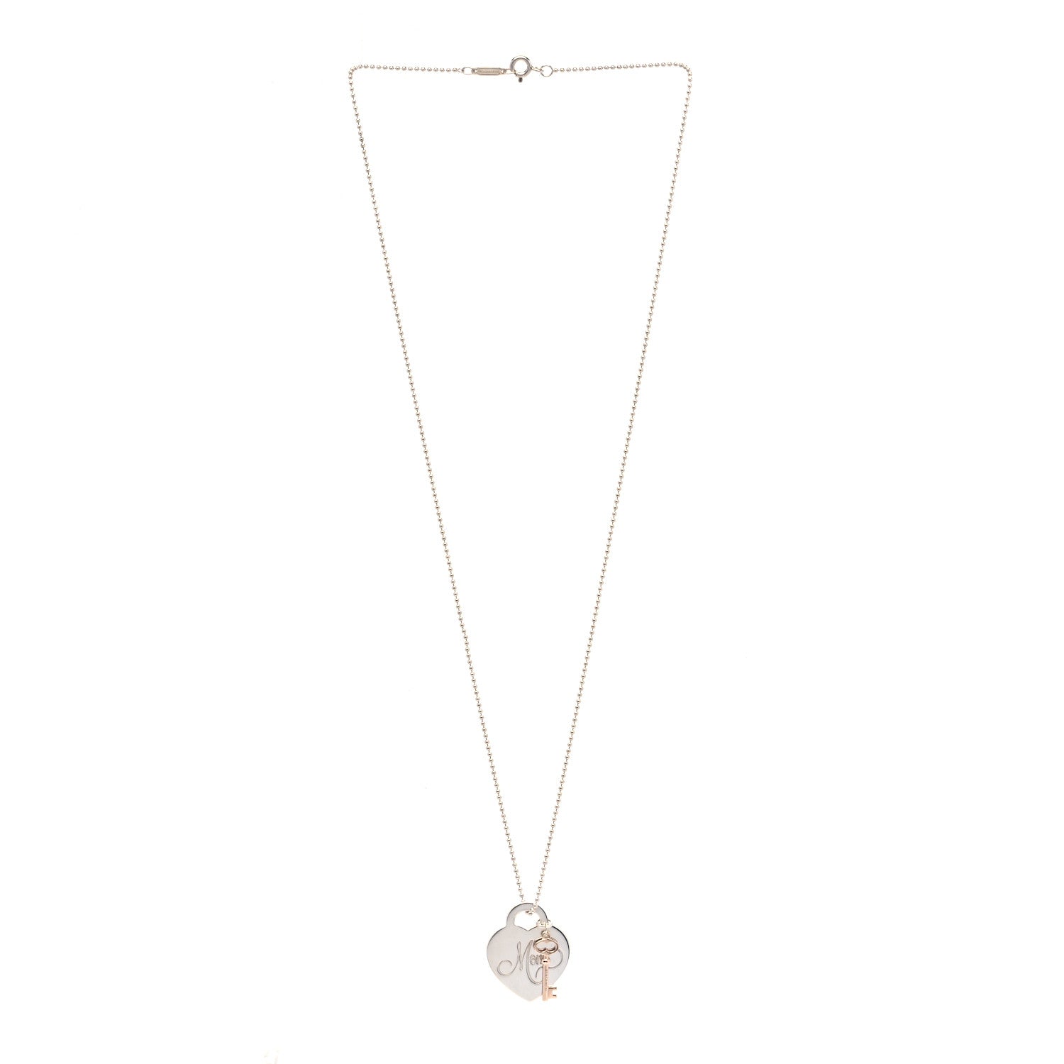 Tiffany Sterling Silver Rubedo Mom Heart Tag Key Pendant Necklace 3 of 5