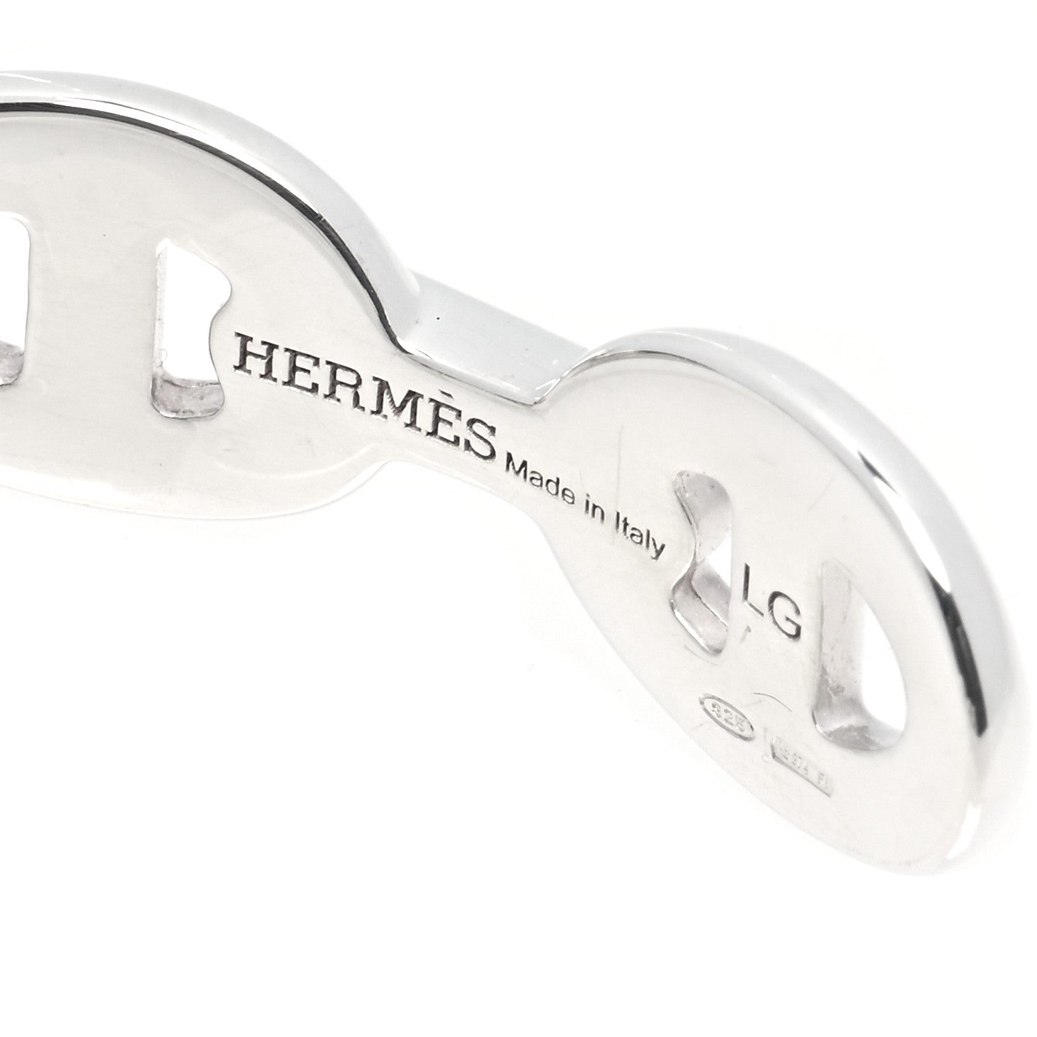 Hermes Sterling Silver MM Chaine d'Ancre Enchainee Cuff Bracelet LG 3 of 4