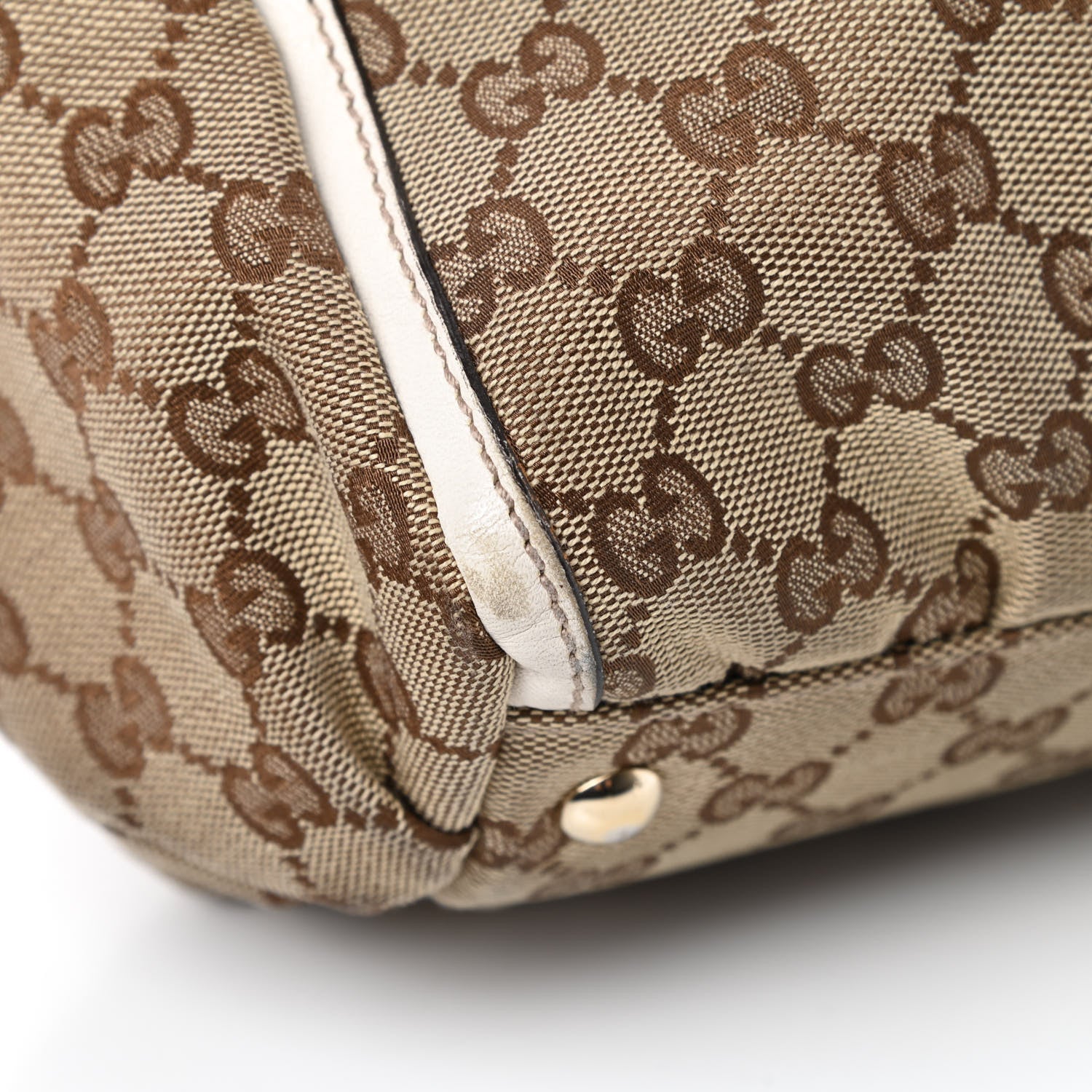 Gucci Monogram D Gold Ring Tote White 12 of 16