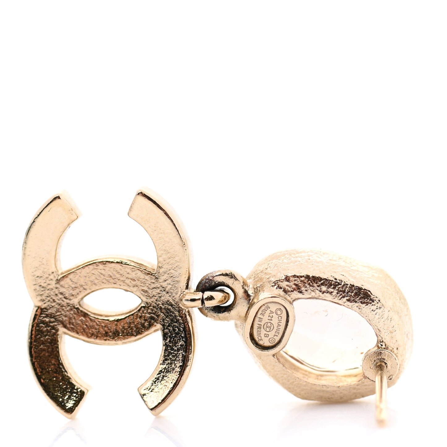 Crystal Pearl CC Drop Earrings Gold Pink