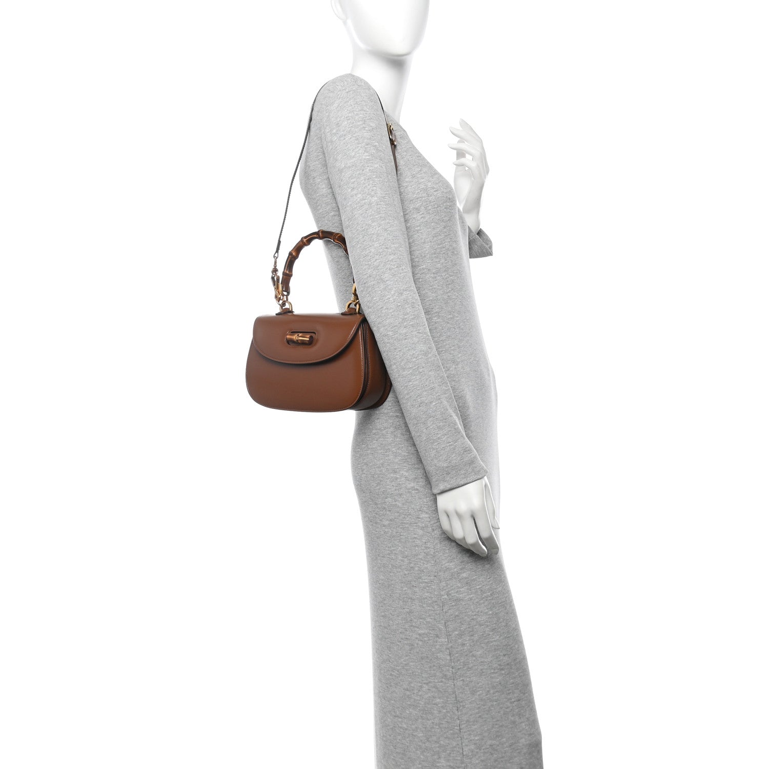 Gucci Boarded Dyana Lux Calfskin Web Small Bamboo 1947 Top Handle Bag Brown 2 of 10