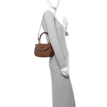 Gucci Boarded Dyana Lux Calfskin Web Small Bamboo 1947 Top Handle Bag Brown 2 of 10