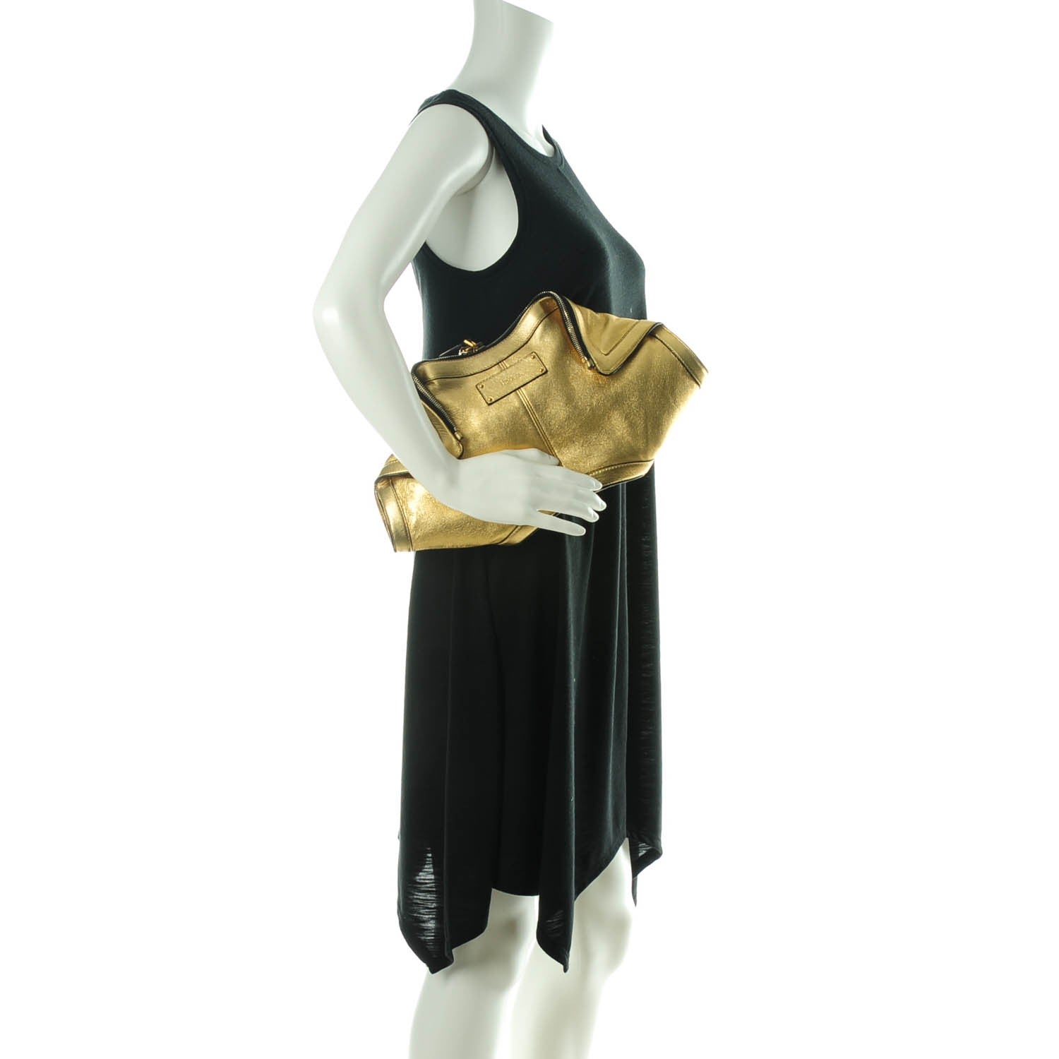 Alexander McQueen Metallic Lambskin De Manta Clutch Gold 2 of 7