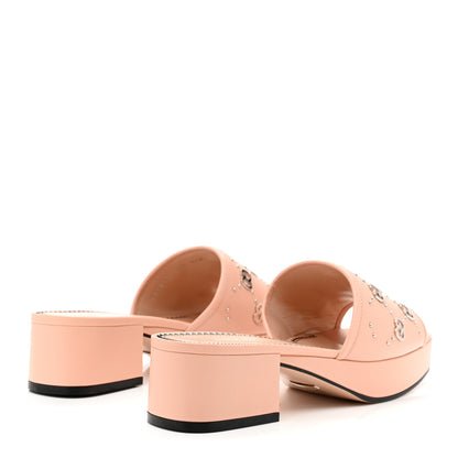 Gucci Malaga Kid Interlocking G Studs 25/50mm Platform Sandals 37.5 Perfect Pink 5 of 9