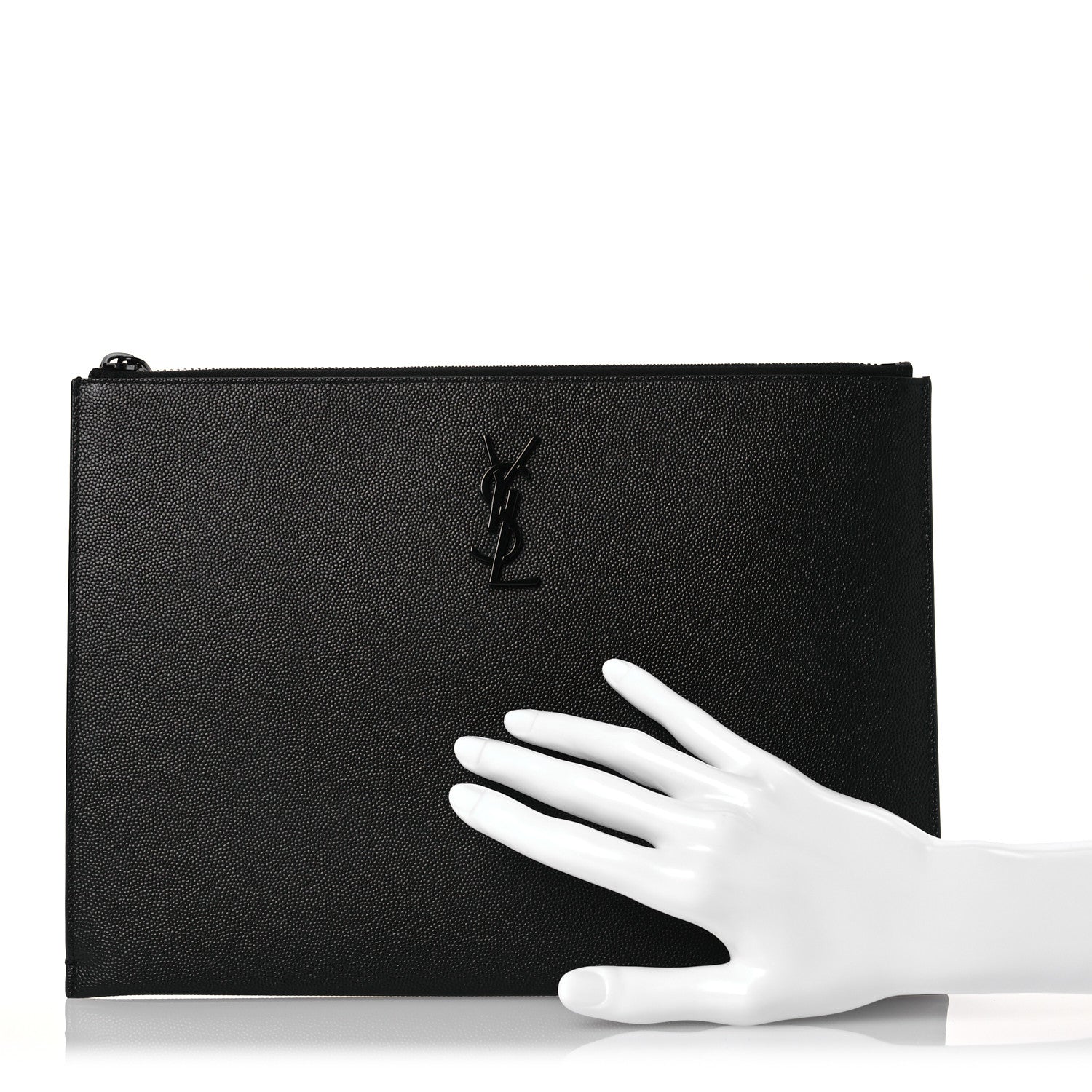 Saint Laurent Grain De Poudre Monogram Monochrome iPad Case Black 2 of 9