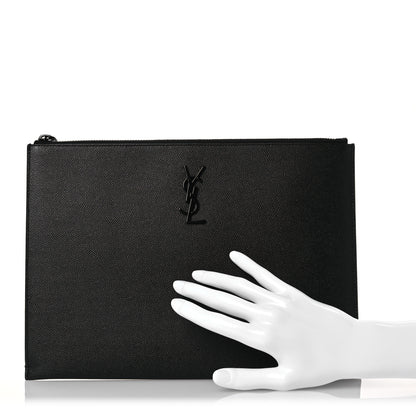 Saint Laurent Grain De Poudre Monogram Monochrome iPad Case Black 2 of 9