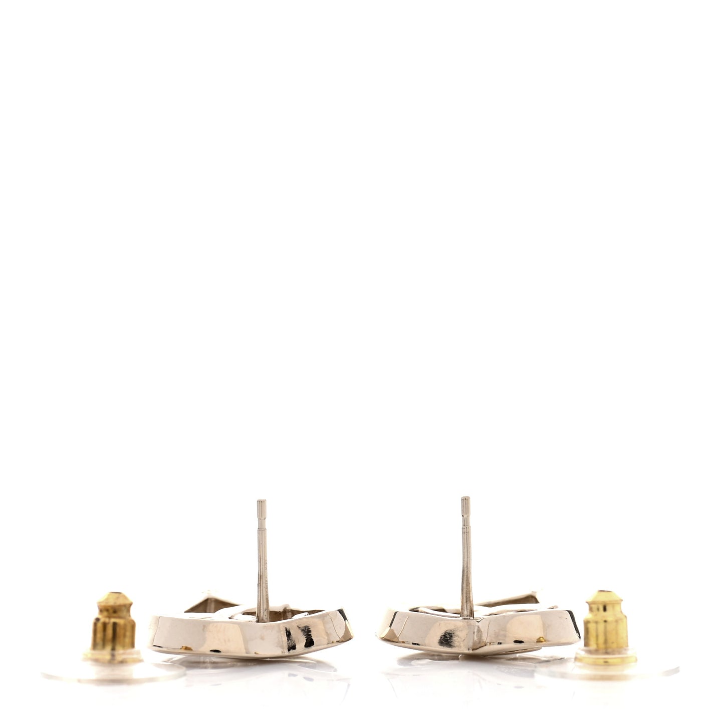 Metal CC Heart Coco In Love Earrings Gold