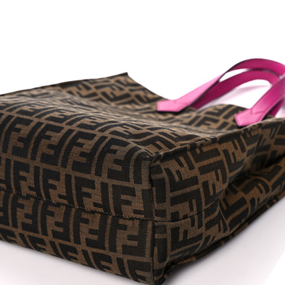 Fendi Zucca Vitello Elite Special Shopping Tote Tobacco Fuxia 12 of 16