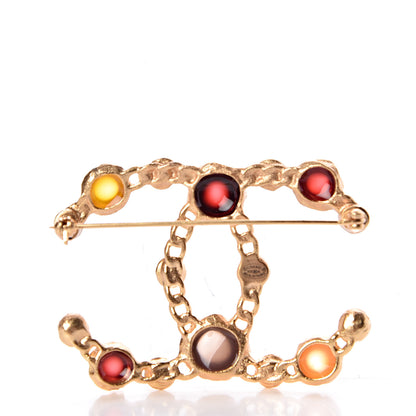 Chanel Gripoix Pearl CC Brooch Gold Multicolor 3 of 4
