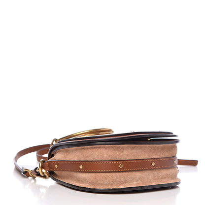 Chloe Calfskin Suede Floral Patchwork Small Nile Bracelet Bag Caramel 4 of 10