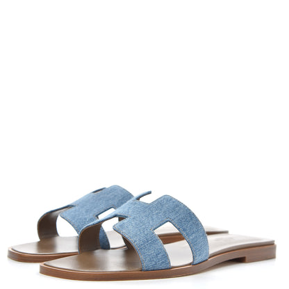 Hermes Denim Canvas Oran Sandals 39 Bleu Clair 3 of 9