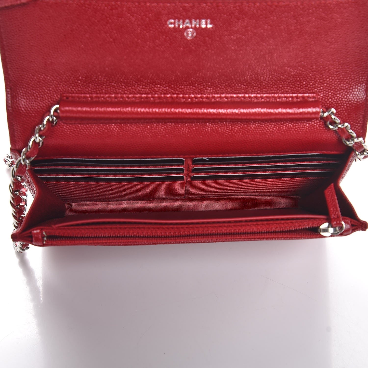 Chanel Caviar Quilted Wallet on Chain WOC Red 5 of 9