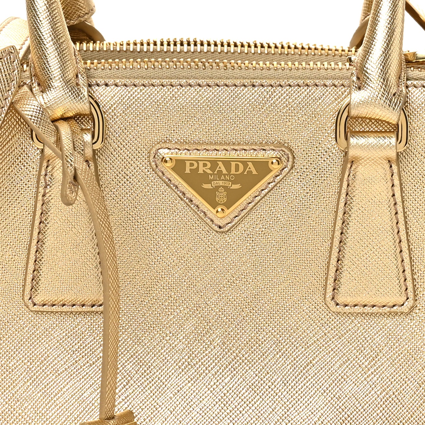 Saffiano Lux Mini Galleria Double Zip Tote Platino