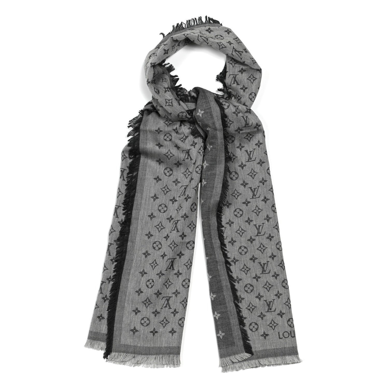 Louis Vuitton Cotton Monogram Essential Stole Gris 1 of 4