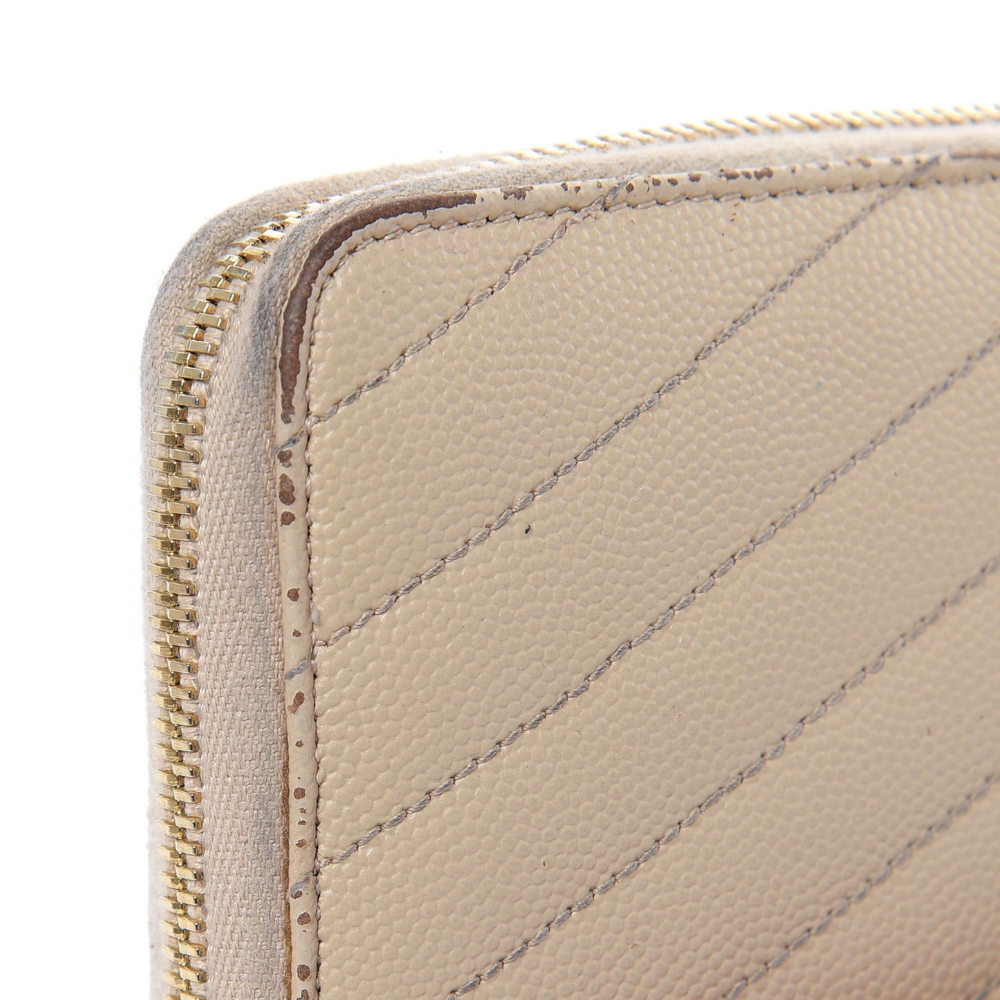 Grain De Poudre Matelasse Chevron Monogram Zip Around Wallet Nude Powder