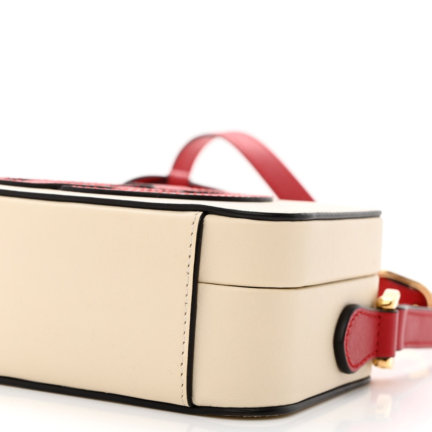Vitello Eclipse Mini Interlocking G Shoulder Bag Mystic White Hibiscus Red