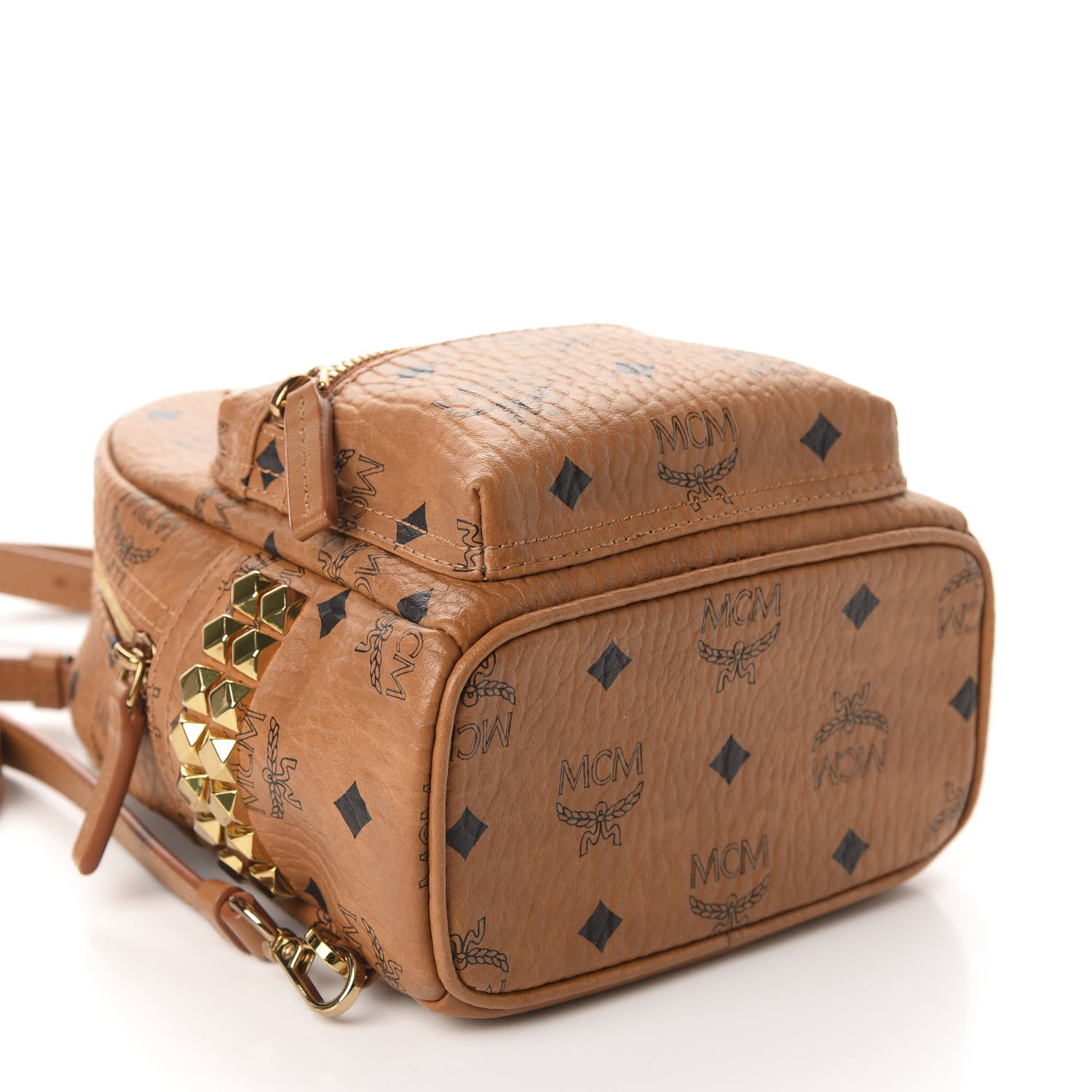 MCM Visetos Side Stud X-Mini Stark Backpack Cognac 3 of 8
