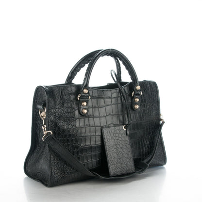 Balenciaga Calfskin Crocodile Embossed Giant 12 Gold Hardware City Black 3 of 7