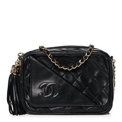 Chanel Lambskin Quilted CC Tassel Flap Camera Case Black 1 of 9