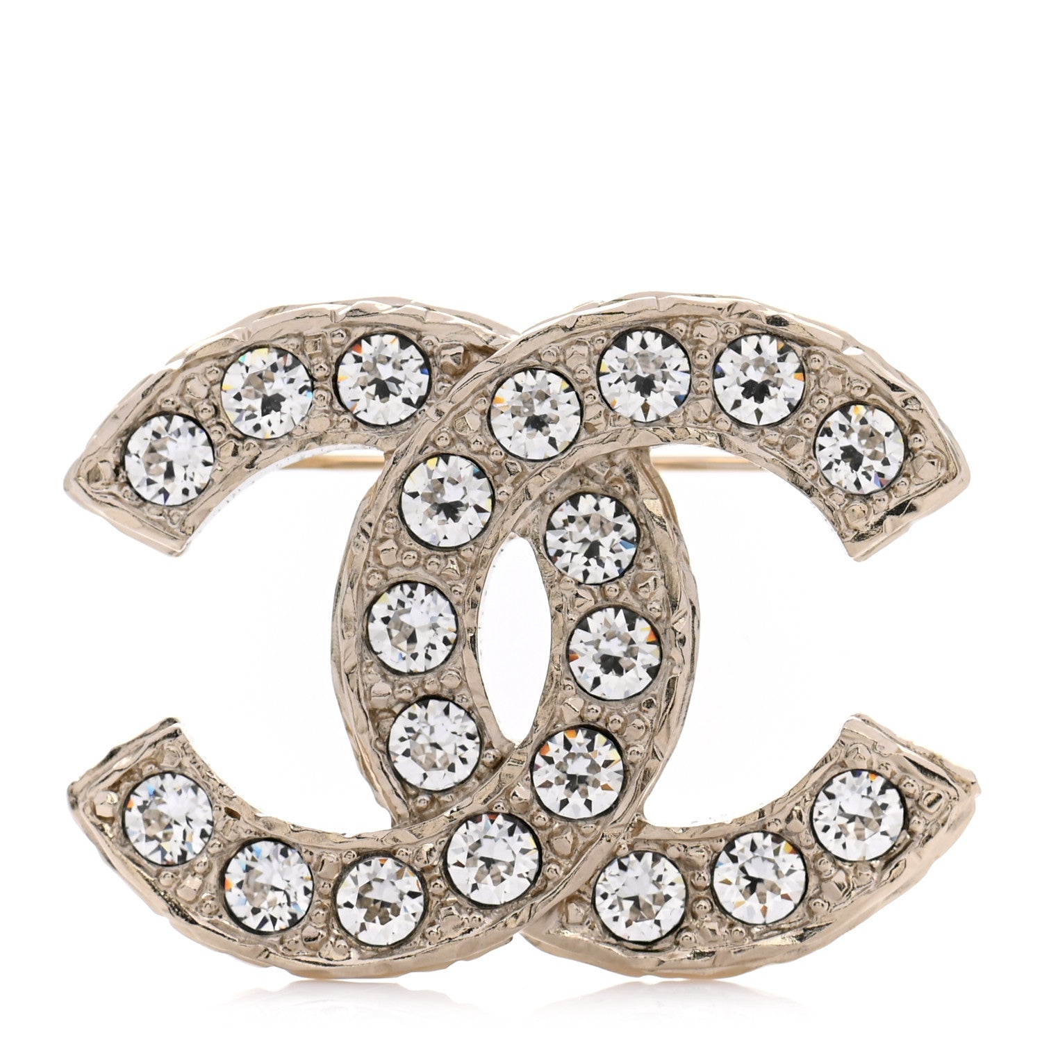 Chanel Crystal Textured CC Brooch Light Gold 1 of 4