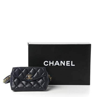 Chanel Lambskin Quilted Flap Waist Belt Bag Navy 13 of 13