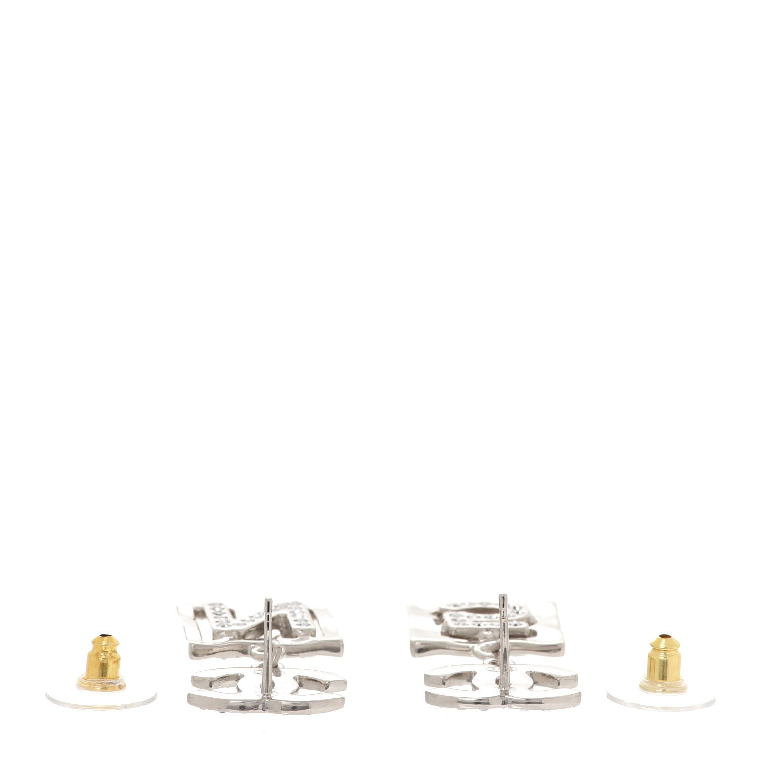 Chanel Crystal CC No 5 Drop Earrings Silver 3 of 5
