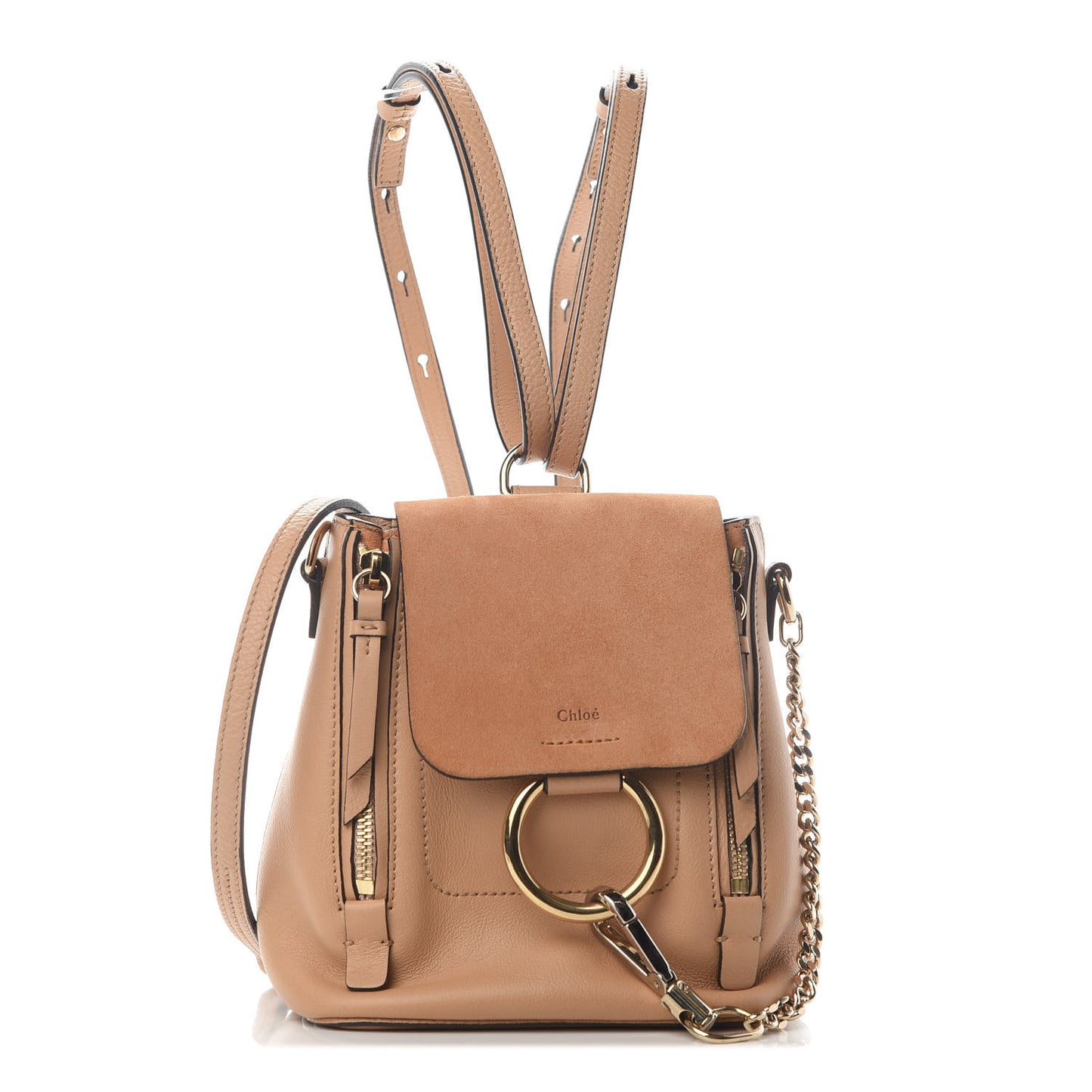 Suede Calfskin Mini Faye Backpack Blush Nude