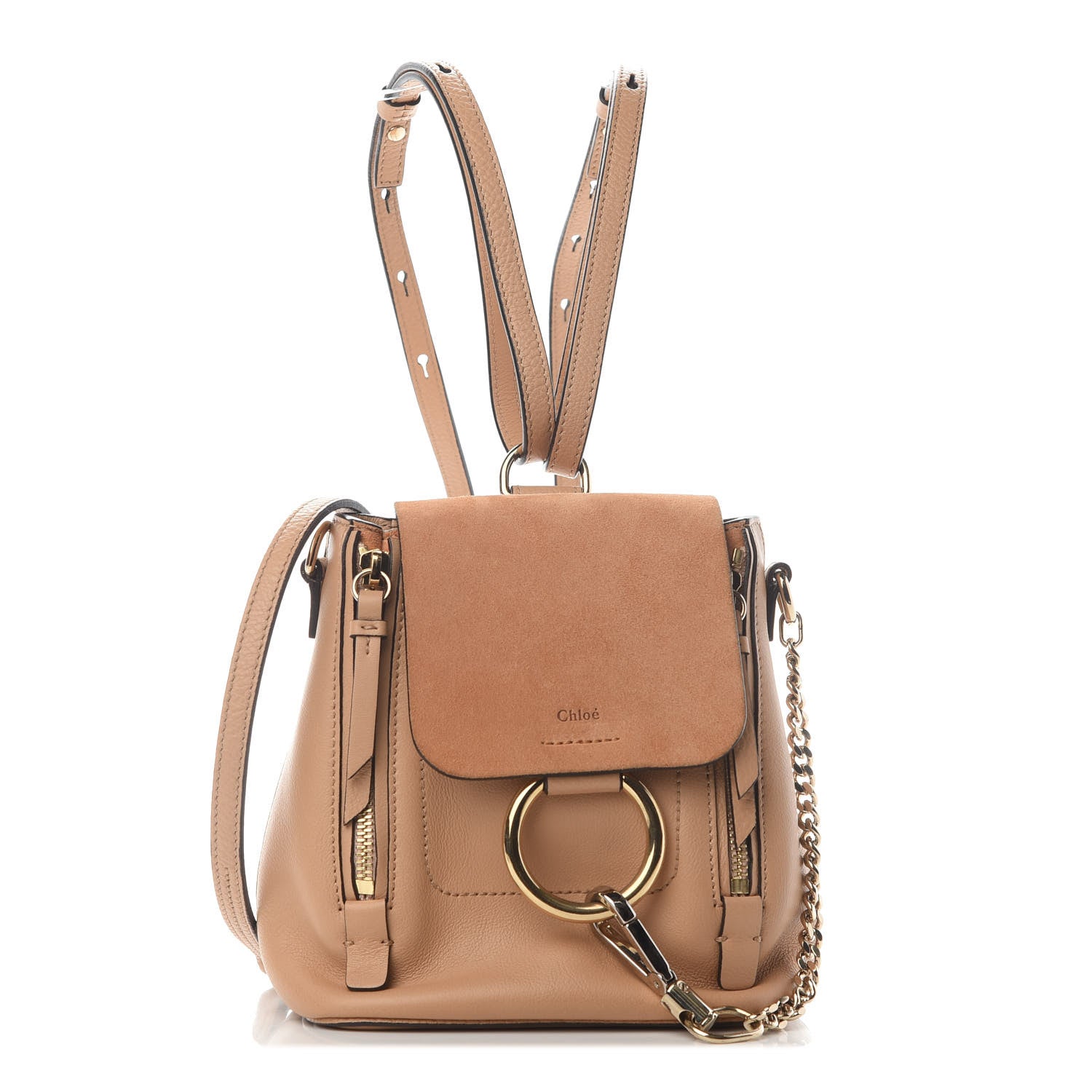 Chloe Suede Calfskin Mini Faye Backpack Blush Nude 1 of 9