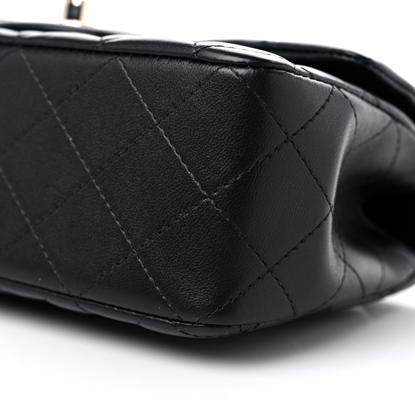 Lambskin Quilted Mini Top Handle Rectangular Flap Black