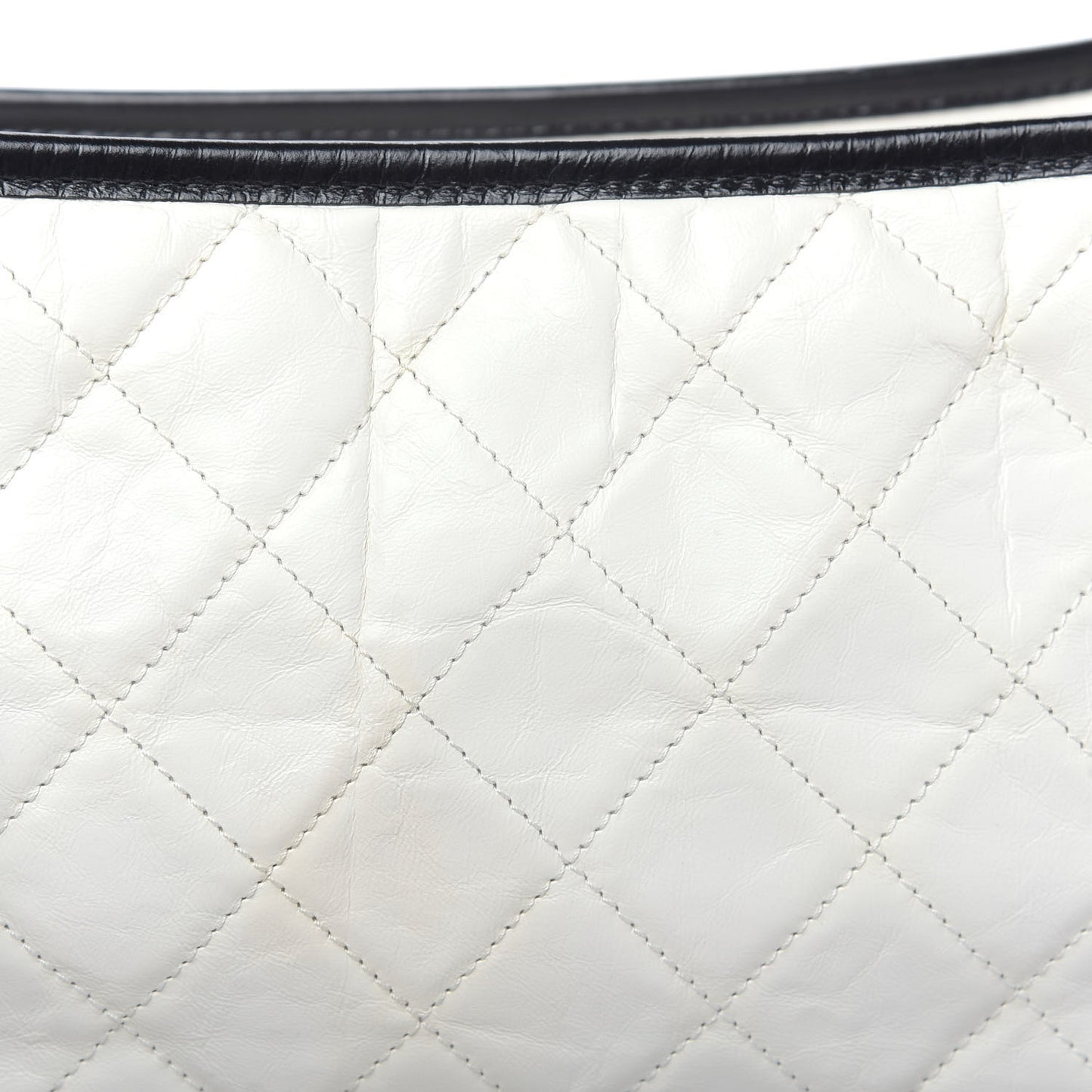Aged Calfskin Quilted Medium Gabrielle Hobo Black White