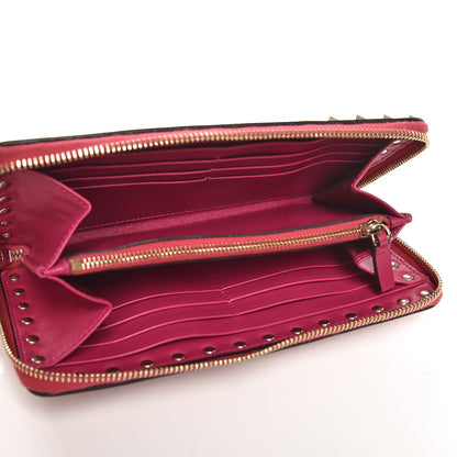 Valentino Garavani Calfskin Rockstud Zip Around Wallet Deep Cyclamin 5 of 9