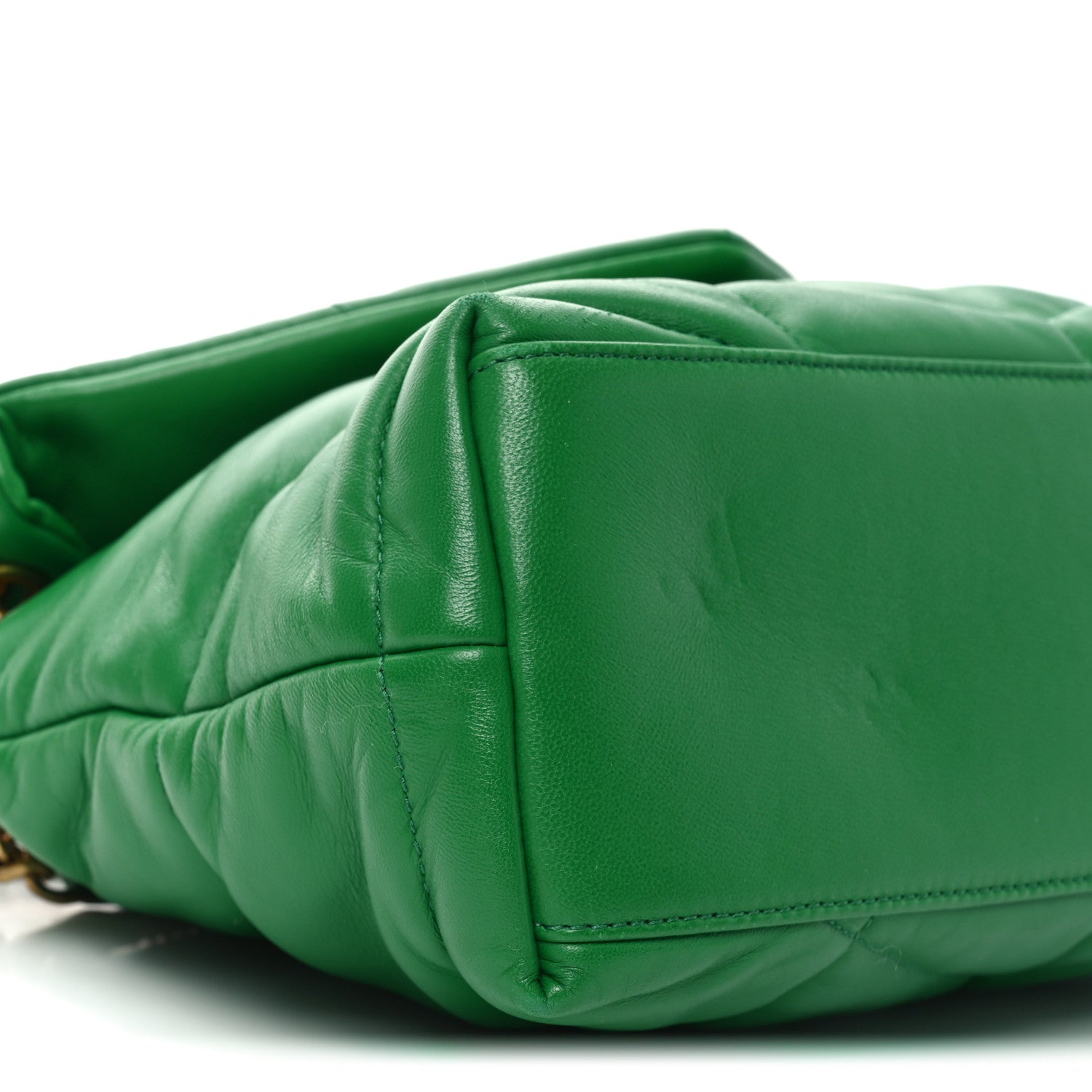 Saint Laurent Lambskin Quilted Small Loulou Puffer Monogram Chain Satchel New Vert 9 of 10