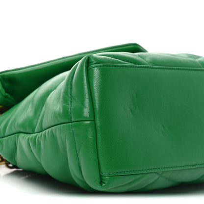 Saint Laurent Lambskin Quilted Small Loulou Puffer Monogram Chain Satchel New Vert 9 of 10