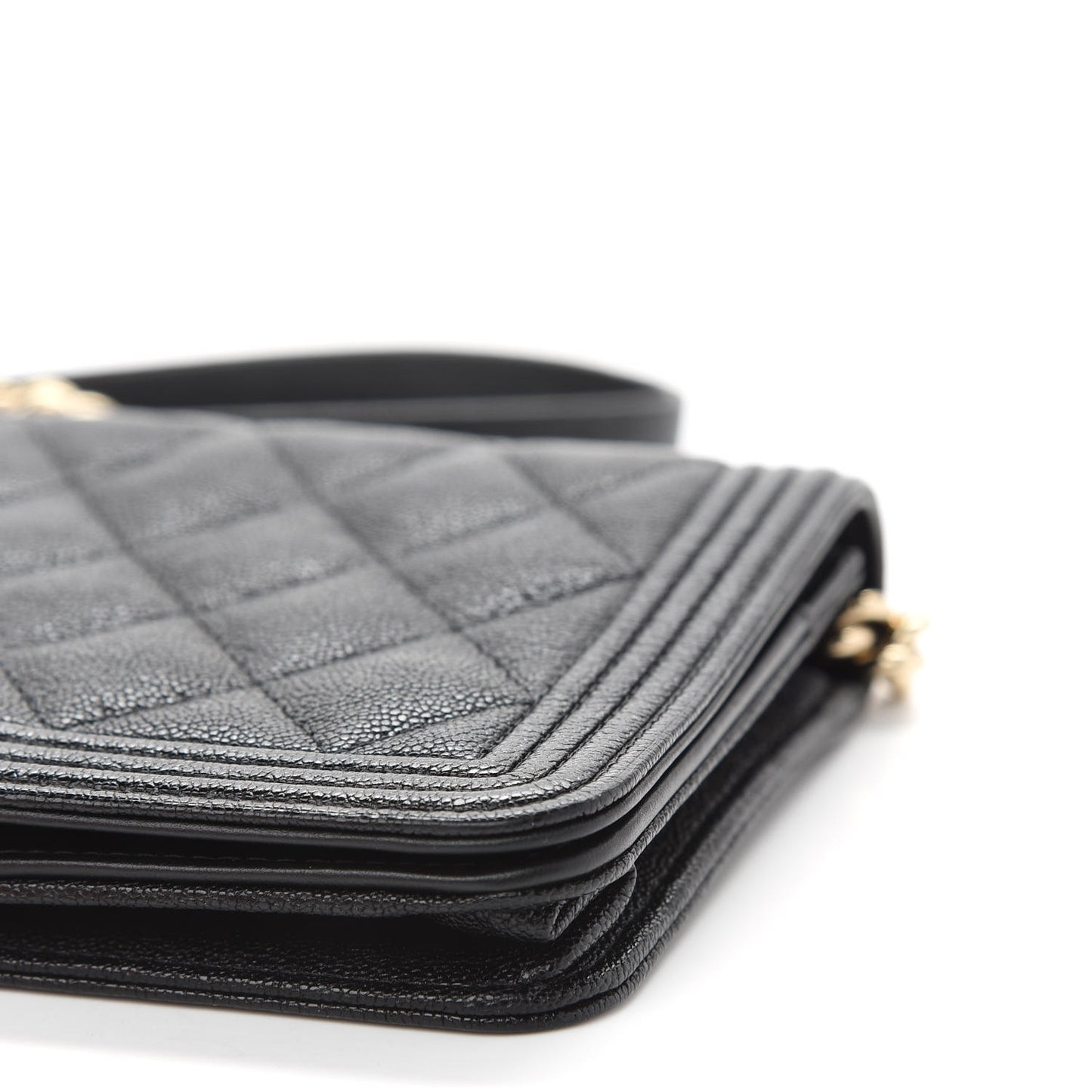 Caviar Quilted Boy Wallet On Chain WOC Black