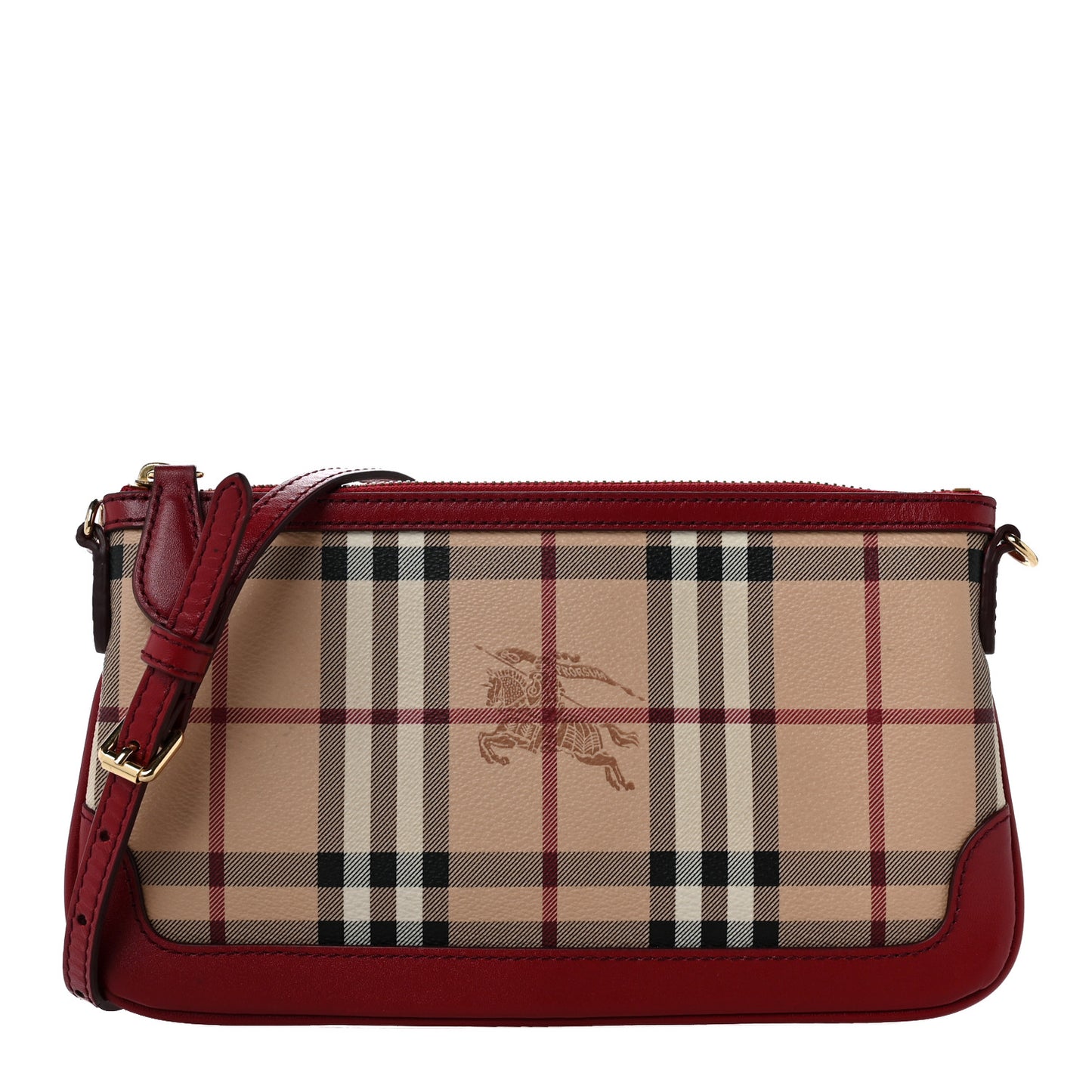 Haymarket Check Small Peyton Crossbody Clutch Bag Military Red