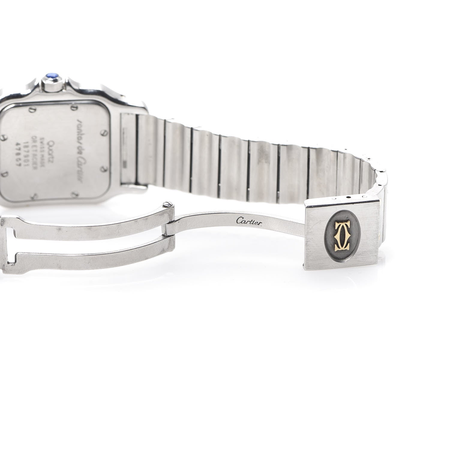 Cartier Stainless Steel 18K Yellow Gold 29mm Santos De Cartier Galbee Quartz Watch Silver 5 of 5