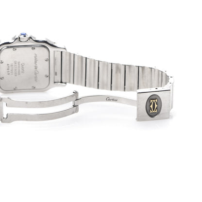 Cartier Stainless Steel 18K Yellow Gold 29mm Santos De Cartier Galbee Quartz Watch Silver 5 of 5