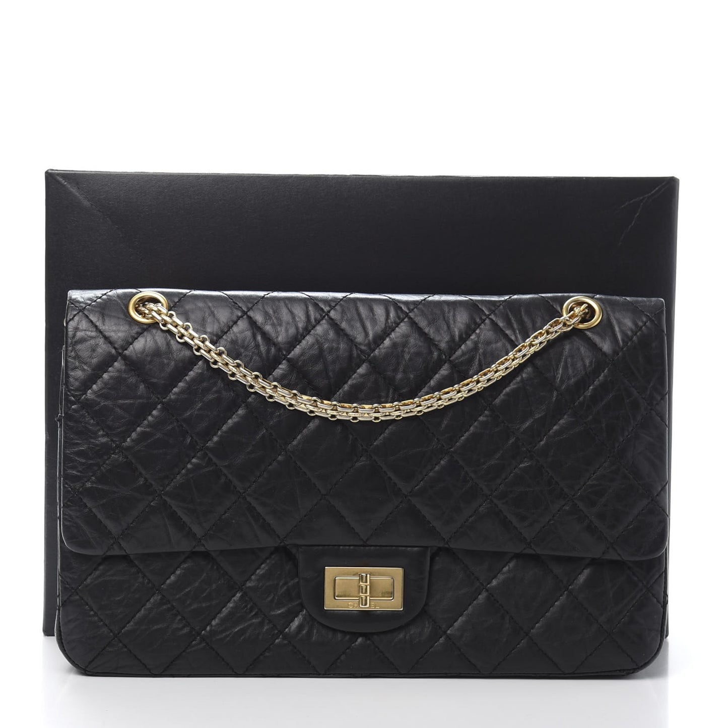 Aged Calfskin Quilted 2.55 Reissue 227 Flap Black