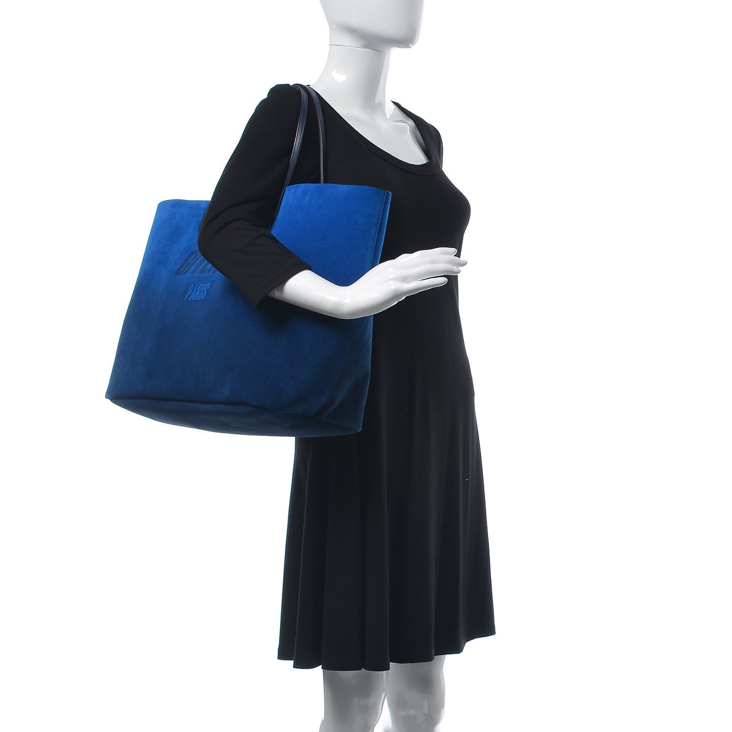 Metallic Calfskin Suede Ombre Large Reversible Antigona Tote Blue Silver