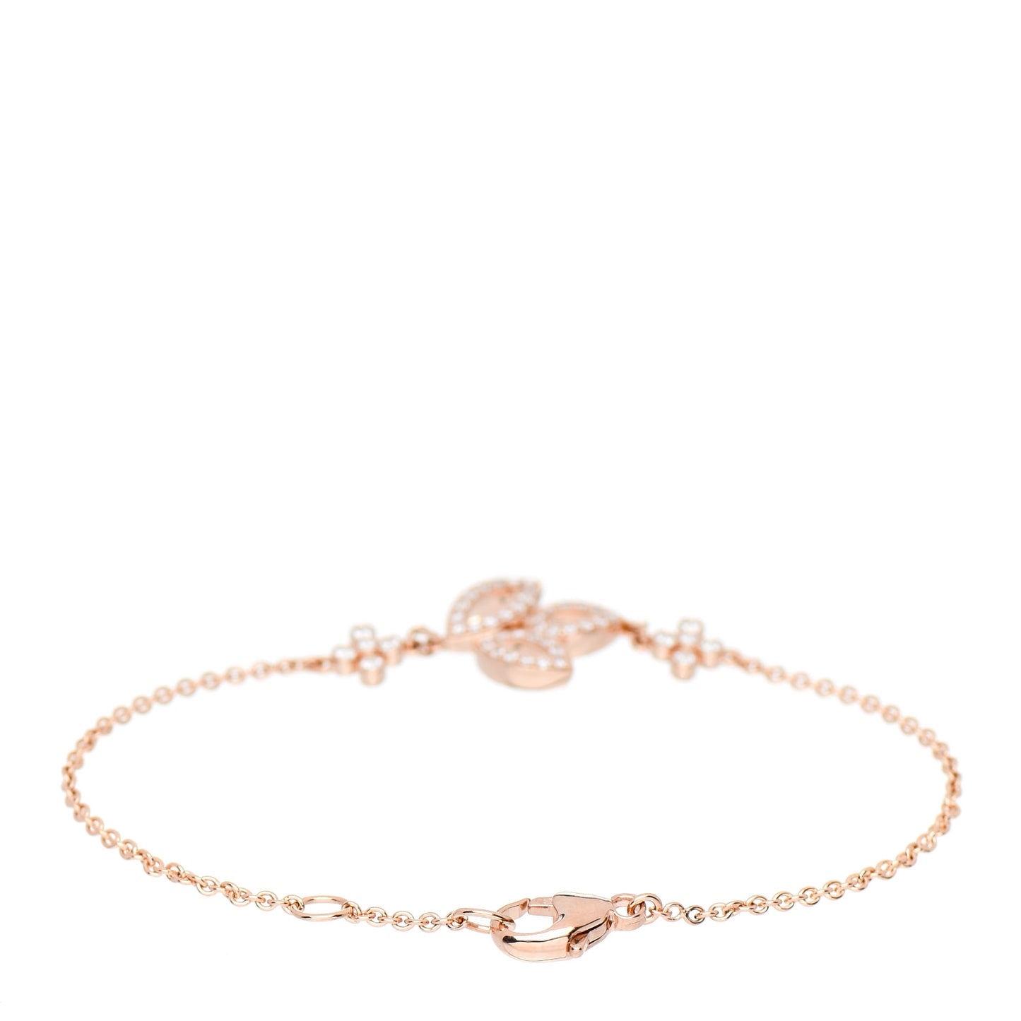 18K Rose Gold Diamond Lily Cluster Bracelet