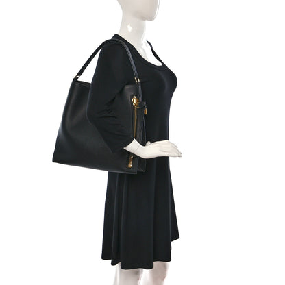 Tom Ford Pebbled Calfskin Small Alix Padlock Zip Hobo Bag Black 2 of 9