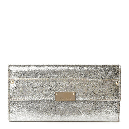 Jimmy Choo Metallic Calfskin Reese Clutch Wallet Champagne 1 of 10