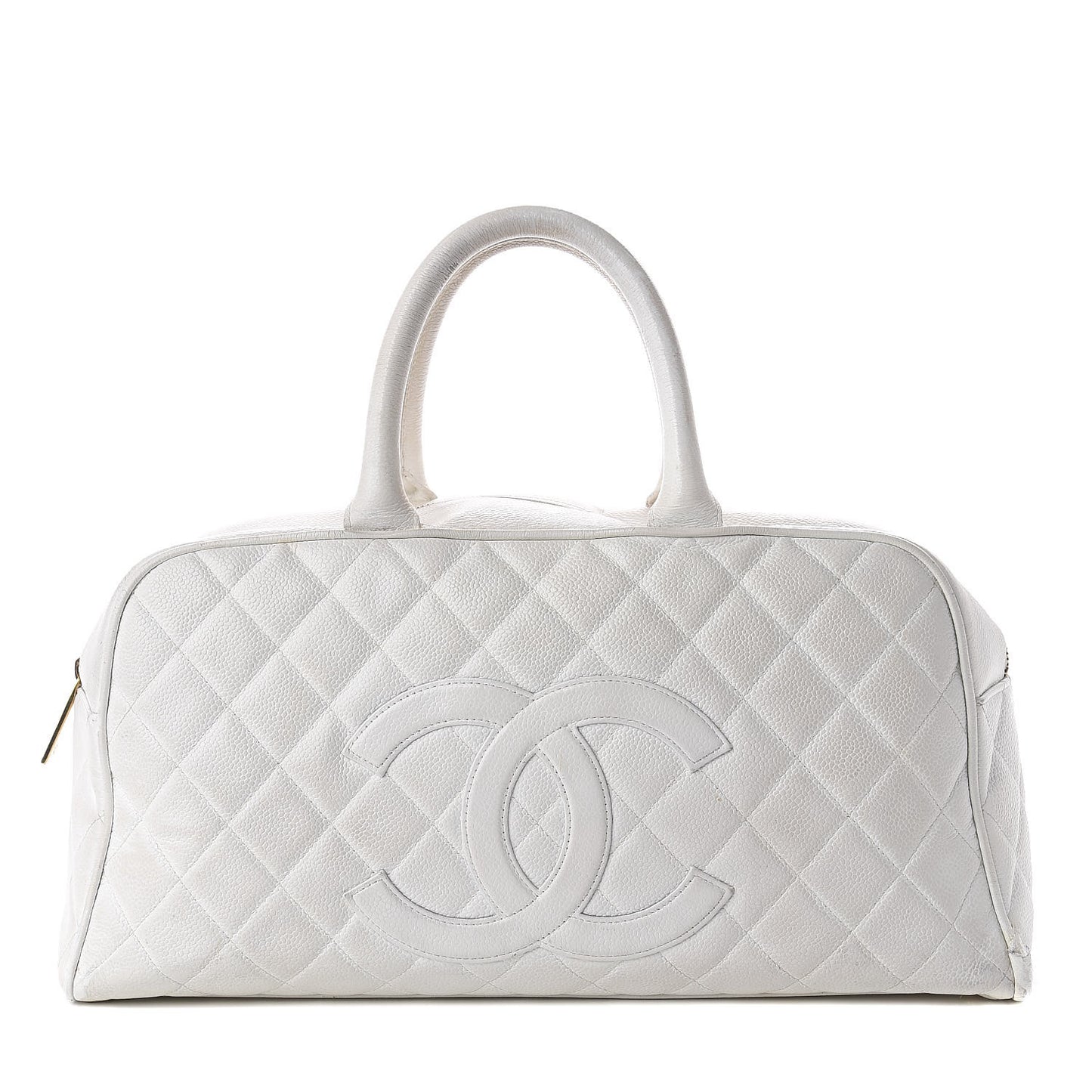 Caviar Quilted Large Bowler White