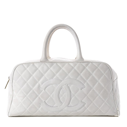 Chanel Caviar Quilted Large Bowler White 1 of 18