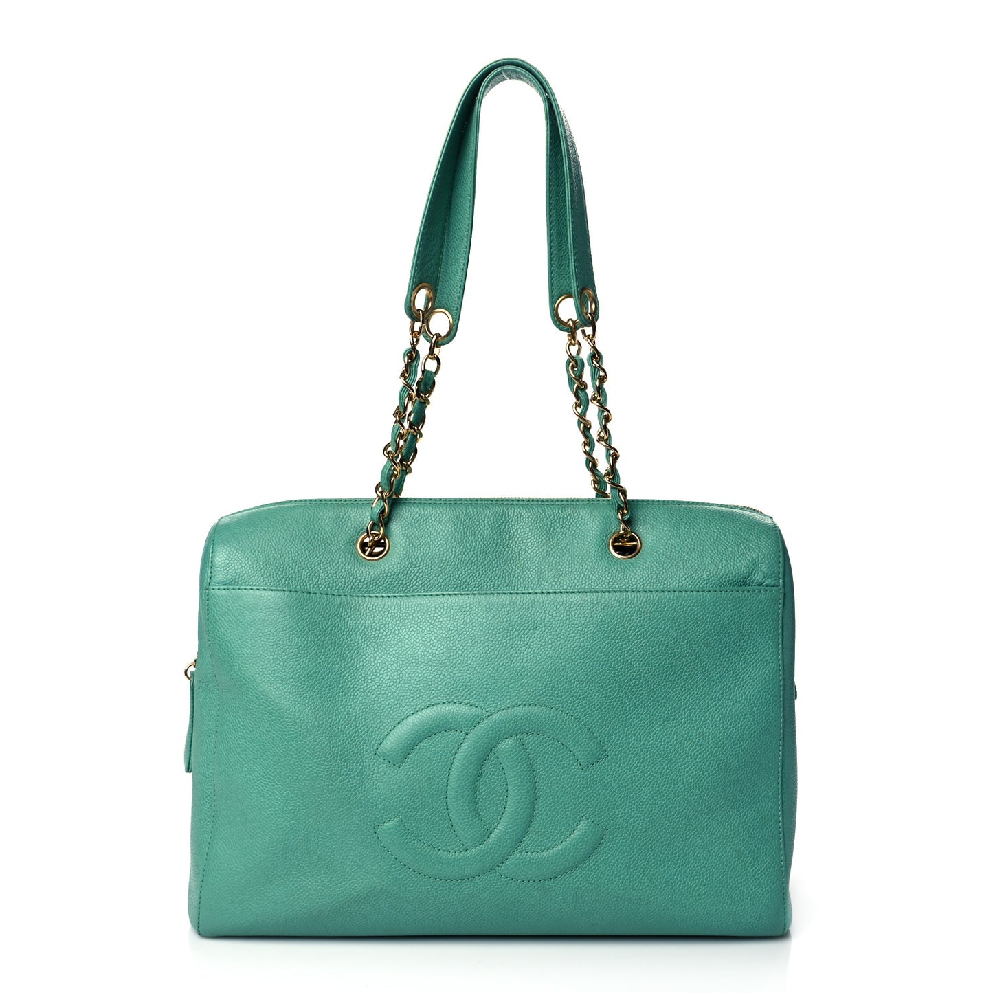 Caviar CC Large Shoulder Bag Green