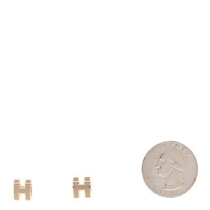 Hermes Gold Lacquered Mini Pop H Earrings Marron Glace 2 of 5