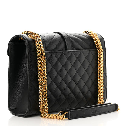 Saint Laurent Grain De Poudre Textured Mixed Matelasse Triquilt Medium Monogram Satchel Black 3 of 10
