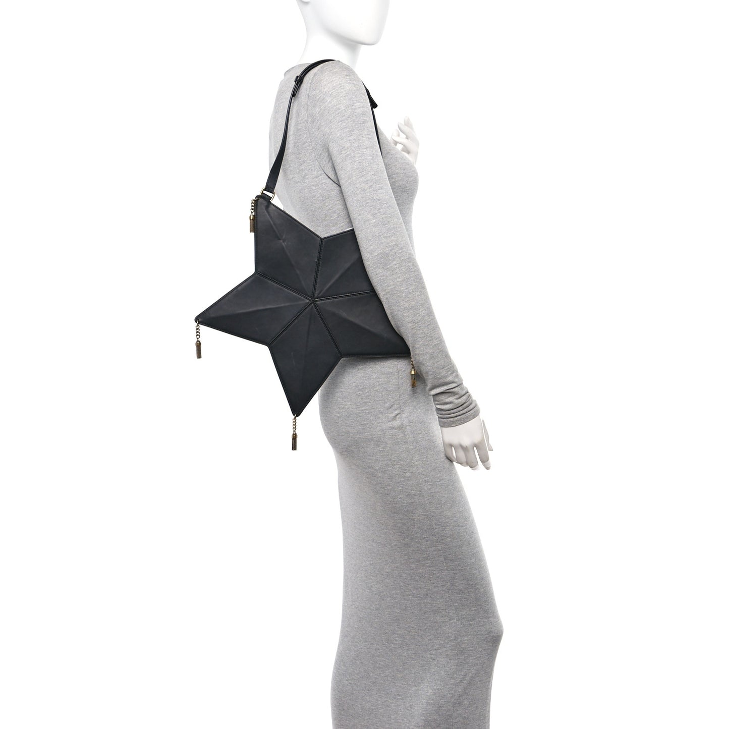 Calfskin Astro Star Shoulder Bag Black