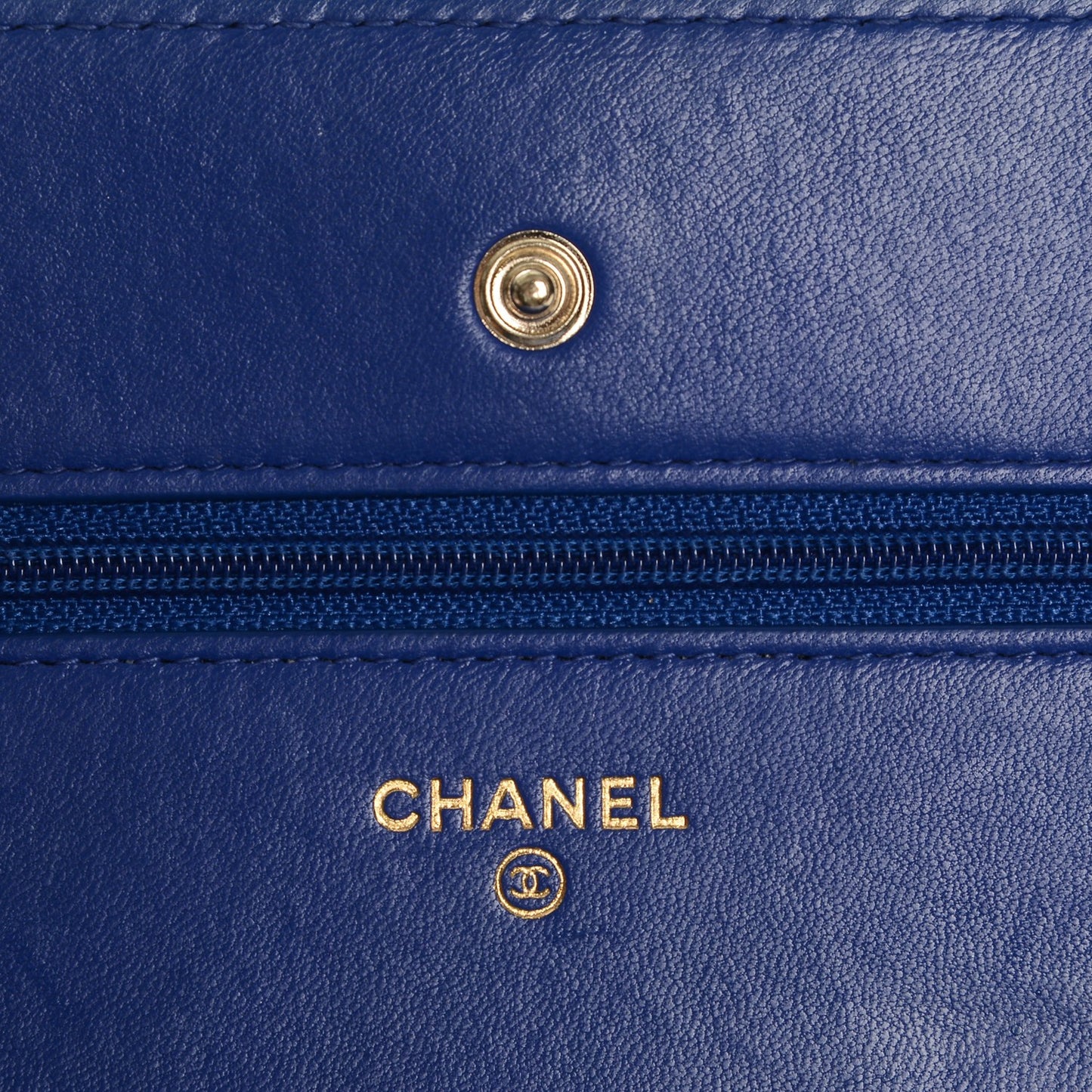 Lambskin Quilted Wallet On Chain WOC Dark Blue