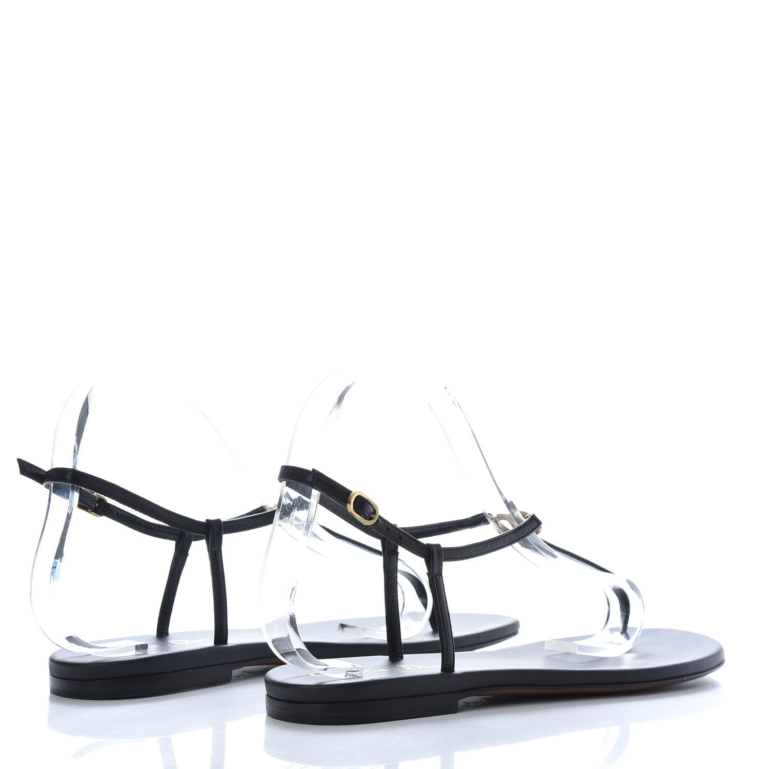 Christian Dior Lambskin Signature T-Strap Sandals 38 Black 4 of 9